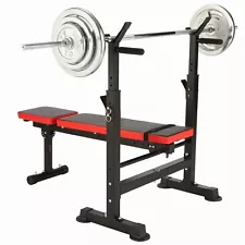 Weight Bench Press with Squat Rack Adjustable Folding Multi-Function Dip Station