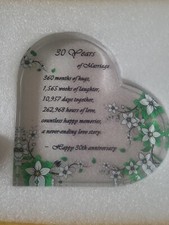 Happy 30 Years Of Marriage Best Glass Heart Plaque Celebrate Wedding Anniversary