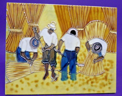 Ceramic Tile Handcrafted Textured Glazed Harvest 10'' x 8'' Easel or Hanging