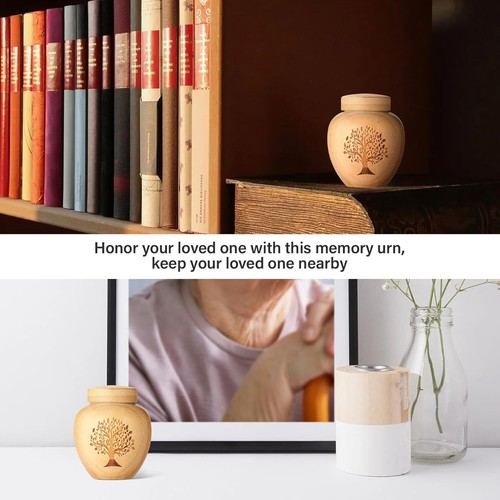 Urns for Human Ashes Small Keepsake Set of 1,Mini Urns for Ashes Made of Bamboo - Picture 7 of 7
