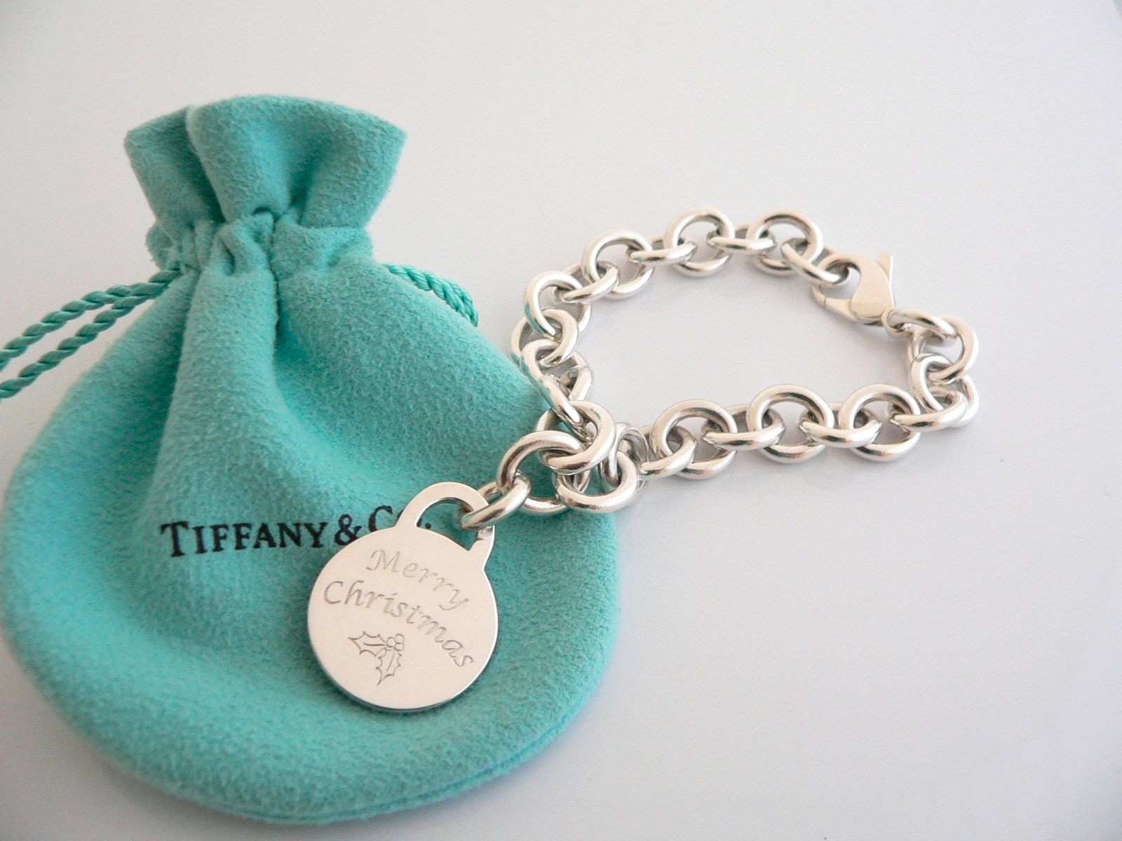 Tiffany & Co Silver Christmas Bangle Bracelet with Charm Pendant