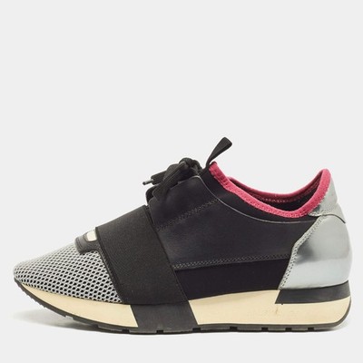 Balenciaga Race Runner Schnürschuhe mehrfarbig Stoff und Leder Größe 37