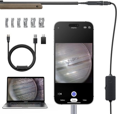 0.2-inch Diameter Probe USB-C Borescope for Rifle Inspection, 45-Inch Flexible