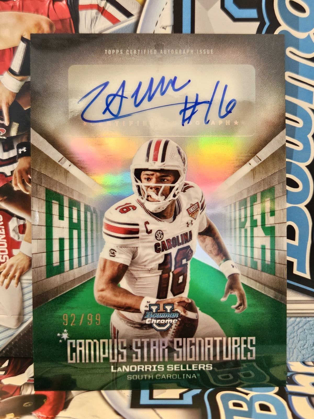 2025 Bowman Chrome U LaNorris Sellers Auto SP Campus Star Signatures Green 92/99