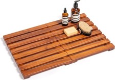 Premium Teak Shower Mat - 24" x 16" Non-Slip Wooden Bath Mat for Bathroom Floor,