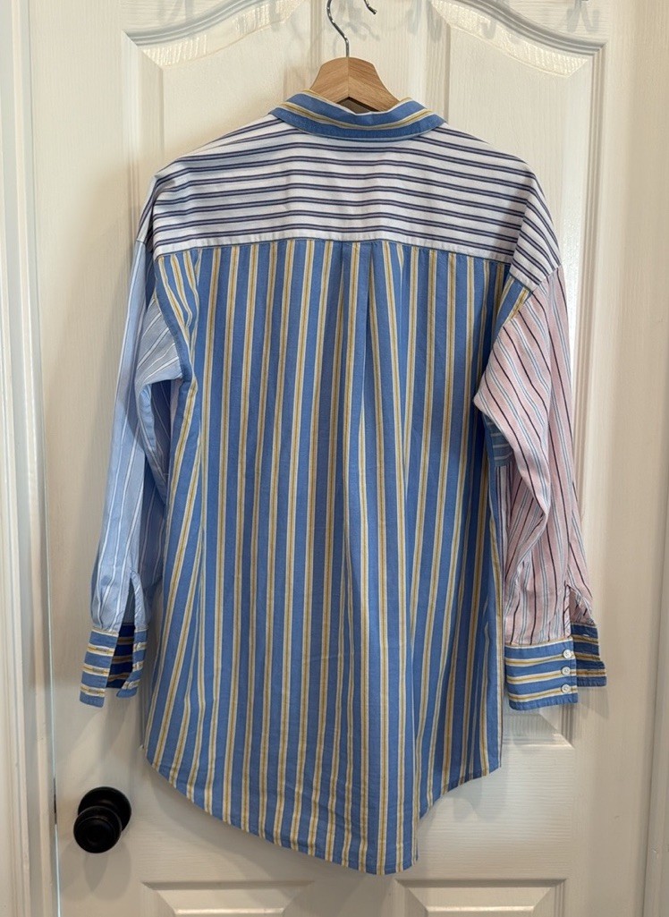 J.McLaughlin Patchwork Multi Stripe Button Down T… - image 8