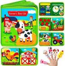Quanquer Montessori Busy Book for Toddlers 1-3 - Farm Animal Sensory Busy Boa...