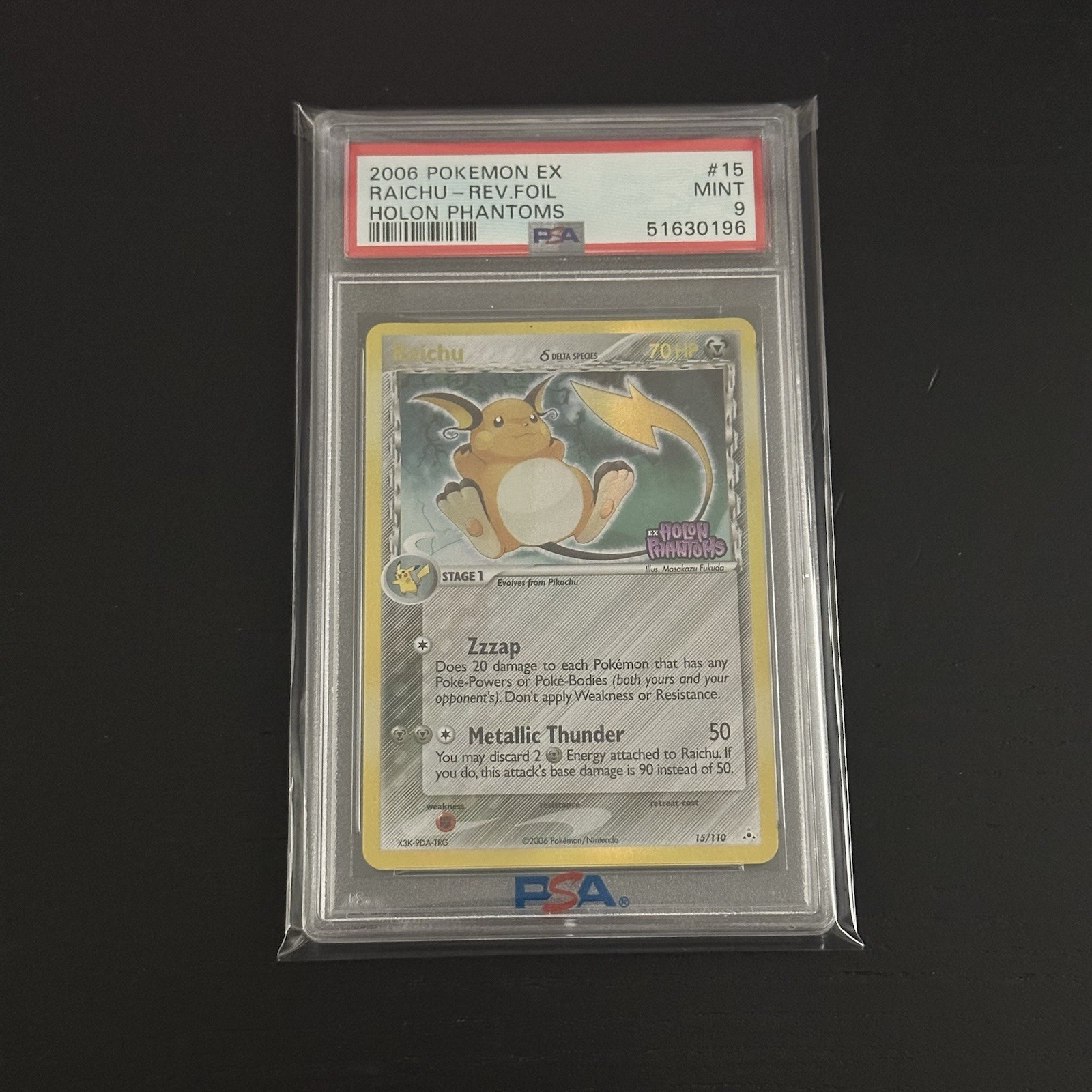 Raichu (Delta Species) 15/110 PSA 9 ex Holon Phantoms Reverse Holo Rare Pokemon