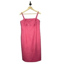 Vintage Pink Embroidered Linen Cotton Sheath Dress Y2K Coquette Size 8