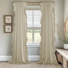 Best StangH Wheat Ruffle Curtains for Kids Room Elegant French Country Window
