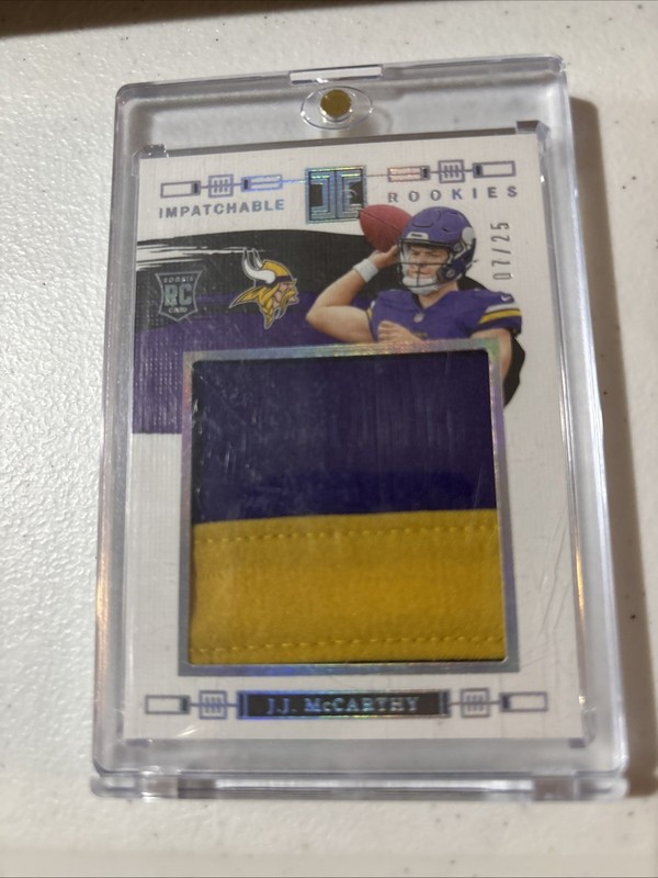 2024 Panini Impeccable - Impatchable Rookies J.J. McCarthy #IR-JJM 7/25 2 Color
