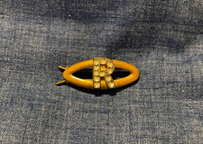Antique Oval Barrette - Rhinestone 'R'