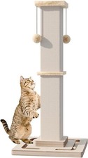 32" Large Cat Scratching Post with Tracking Interactive Toys for Cats Large Cat