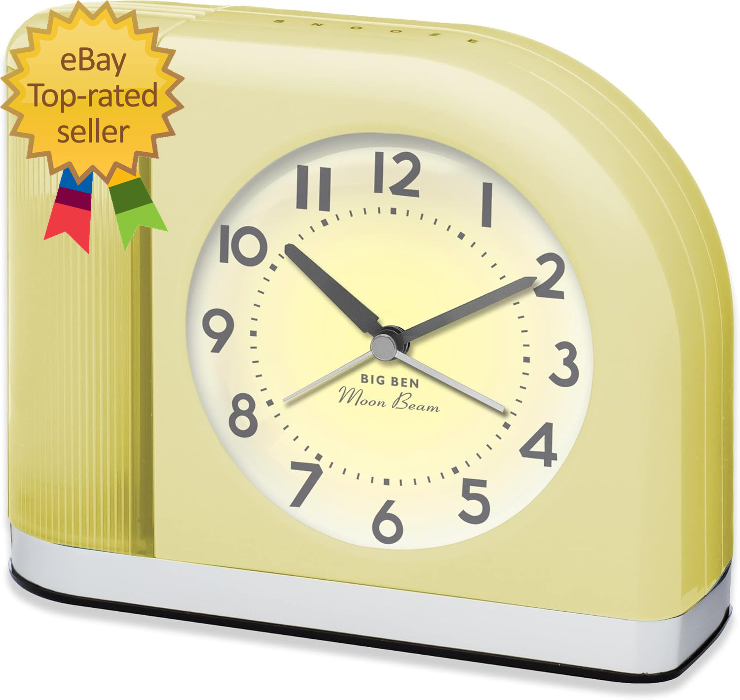 Big Ben Moon Beam Quartz Analog Alarm Clock Yellow with USB 44000Y