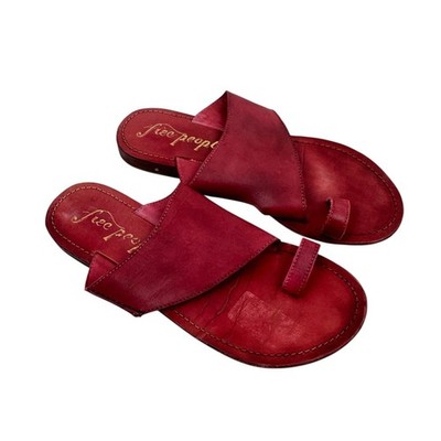Free People Sant Antoni Leather Slide 8.5 Red 