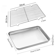 Stainless Steel Baking Tray Set 🍳 Non-Stick Oven Bakeware Pans & BBQ Grill Plat