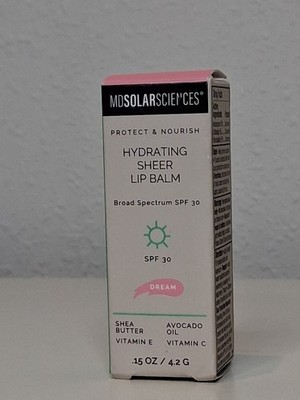 MD Solar Sciences - Hydrating Sheer Lip Balm SPF 30, Dream, 0.15 oz/ 4.2g, New