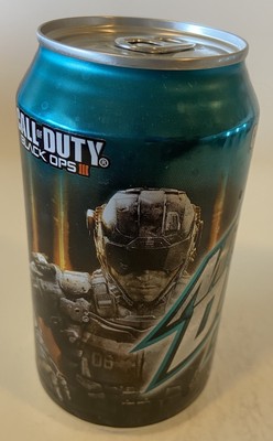 12oz, MTN DEW SODA CAN (CALL OF DUTY BLACK OPS -GAME FUEL ) EMPTY BOTTOM OPENED
