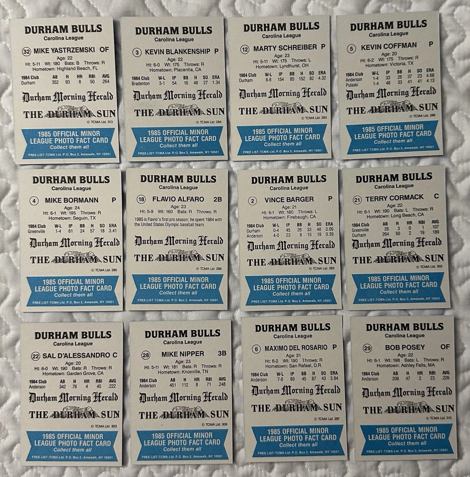 1985 TCMA Durham Bulls team set singles - Image 2 of 4