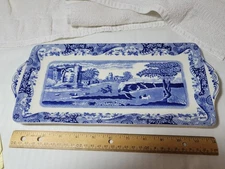 Vintage Spode Blue Italian Sandwich tray 13" x 6" China MORE SPODE in my store