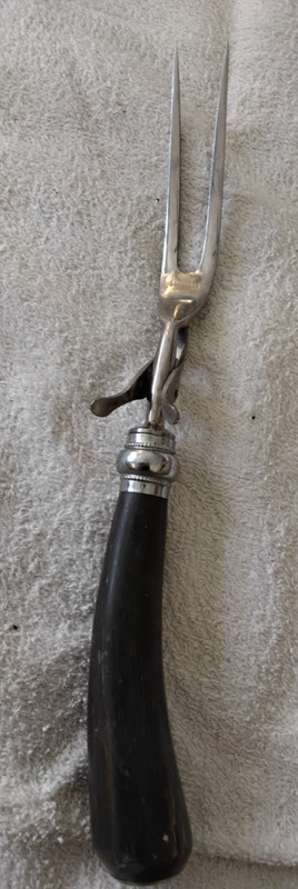 VINTAGE DELICATESSEN , CARVING MEAT  FORK   ANTLER HANDLE