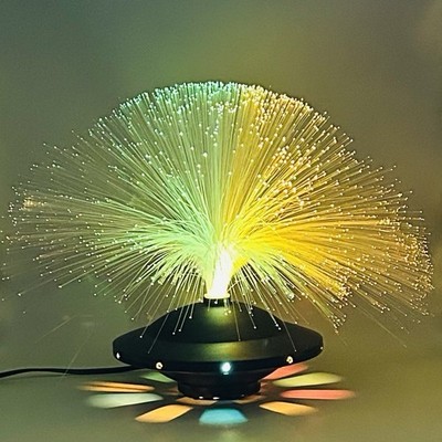 Vintage 90s UFO Fiber Optic Lamp Color Changing Light Space Age WORKS