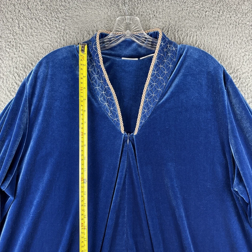 Bata Adonna Vintage Grande Azul Terciopelo Fluido Lujoso Cama Abrigo Camisón Foto 3 de 4