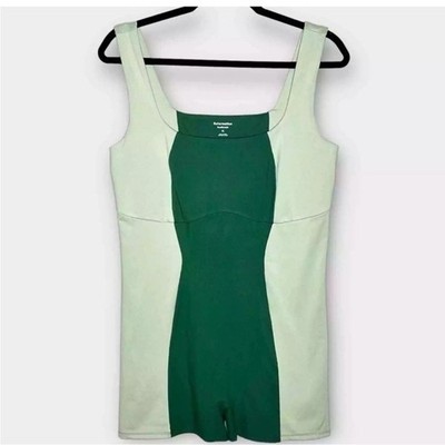 REFORMATION Adelyn Ecostretch Short Romper Playsuit Green Verdant/limon Size Med