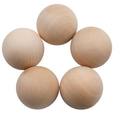5PCS 2 Inch Wooden Balls Unfinished Craft Spheres Hardwood DIY Decor Ornamen