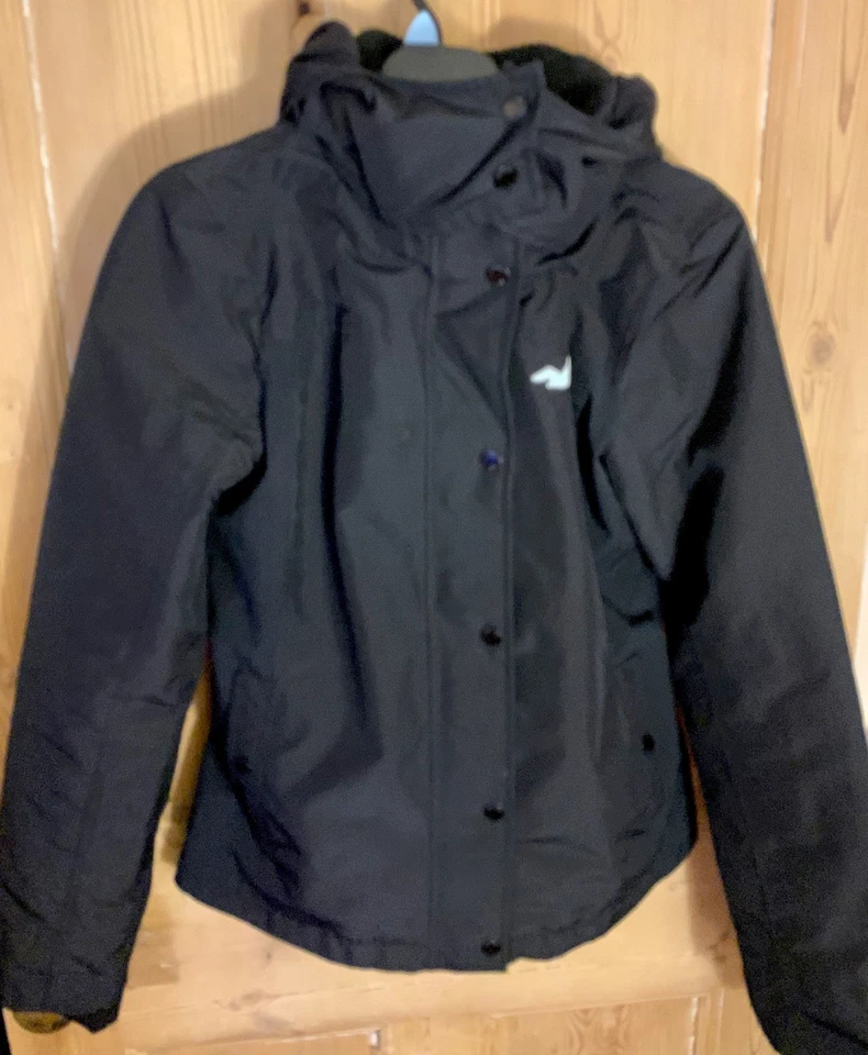Black Hollister All-Weather California hood Jacket fleece-lined Windproof S 8-10 - Image 2 of 4