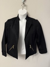 NWT Chico's size 1 Cotton Moto open front blazer jacket black orig 119