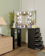 Vanity Desk Dressing Table Makeup Vanity Desk with 10 LED Lighted  5 Drawers