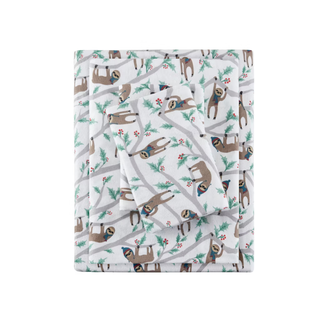 Queen Cozy Flannel Sheet Set Multi Sloth 3090₽