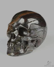 Skullis 2.0" COLORFUL TIGER IRON EYE Hand Carved Crystal Skull Realistic Healing