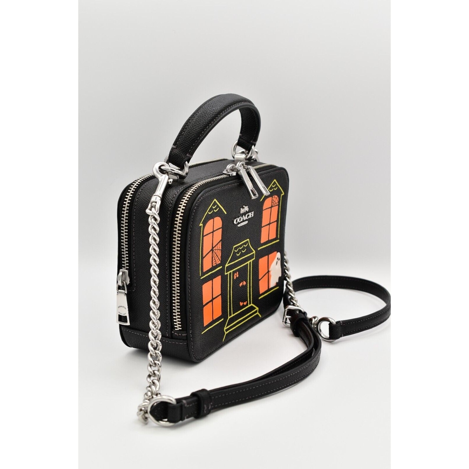 COACH Box Crossbody With Halloween Haunted House CM772 Black Multi RARE image 10