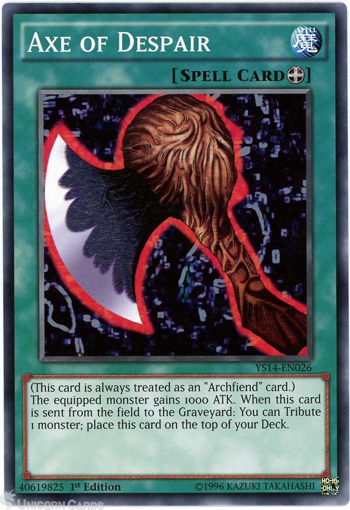 YS14-EN026 Axe of Despair 1st Edition Mint YuGiOh Card
