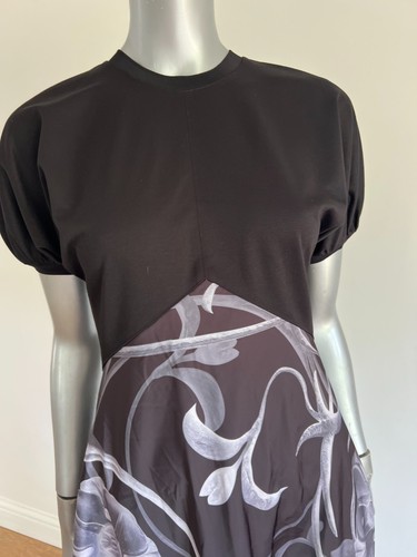 Ted Baker Midi Dress Womens TB 2 UK 10 Magylee Black Floral Skirt Short Sleeve - 第 3/21 張圖片