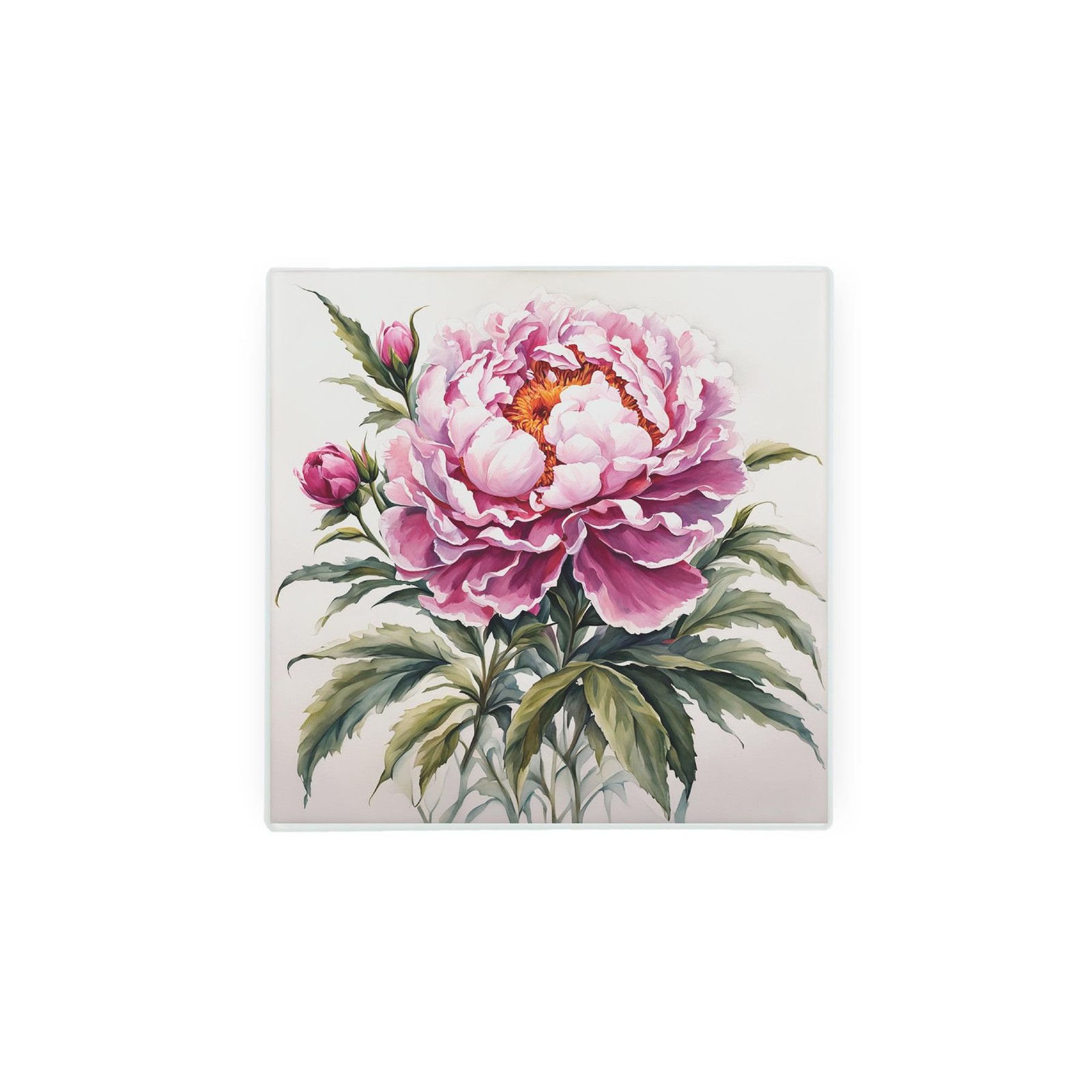Garden Flowers Hot Pot Stand - Peonies Glass Trivet - Floral Gardening Gifts