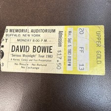 DAVID BOWIE CONCERT TICKET STUB, SEP 5 1983, BUFFALO MEMORIAL AUDITORIUM GOLD