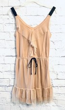 Xhilaration Dress Nude Mesh Tiered Size Med Sleeveless
