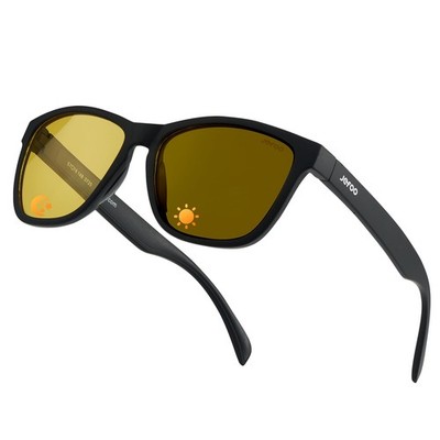 Jefoo Night Driving Glasses Medium, Yellow Photochromic Lens / Black Frame 