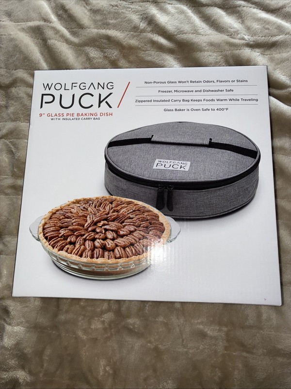Wolfgang Puck 9" Glass Pie Baking Dish With Zippered Insulated Carry Bag