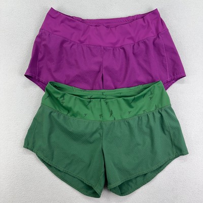 Oiselle Roga Running Shorts Bundle Womens 10 Green Purple Yoga Hiking Active
