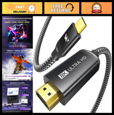 USB C to HDMI 2.1 Cable 8K 60Hz, 4K 240Hz, Gold-Plated, 48Gbps, Thunderbolt 3/4/