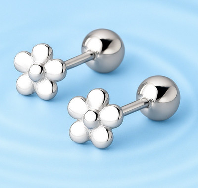 Gänseblümchen Blume Ohrstecker kleine Kugel Schraubverschluss Ohrringe S925 massiv Silber 14K Gold