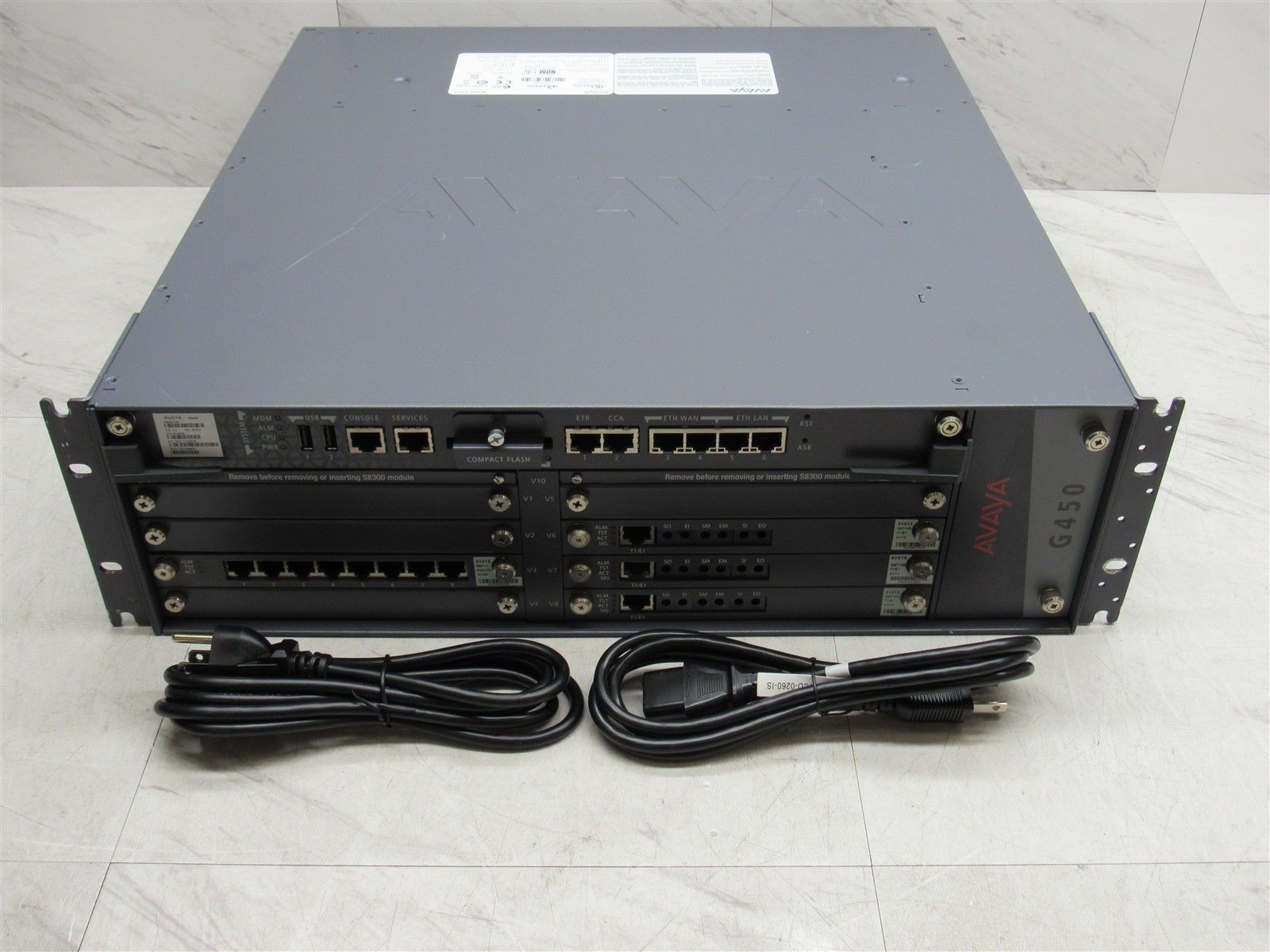 Avaya G450 Media Gateway 700506956 with 2x PS4504, 1x MM711, & 3x MM710B