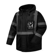 SKSAFETY Hi Vis Reflective Jacket - Waterproof Parka Men Pockets, High