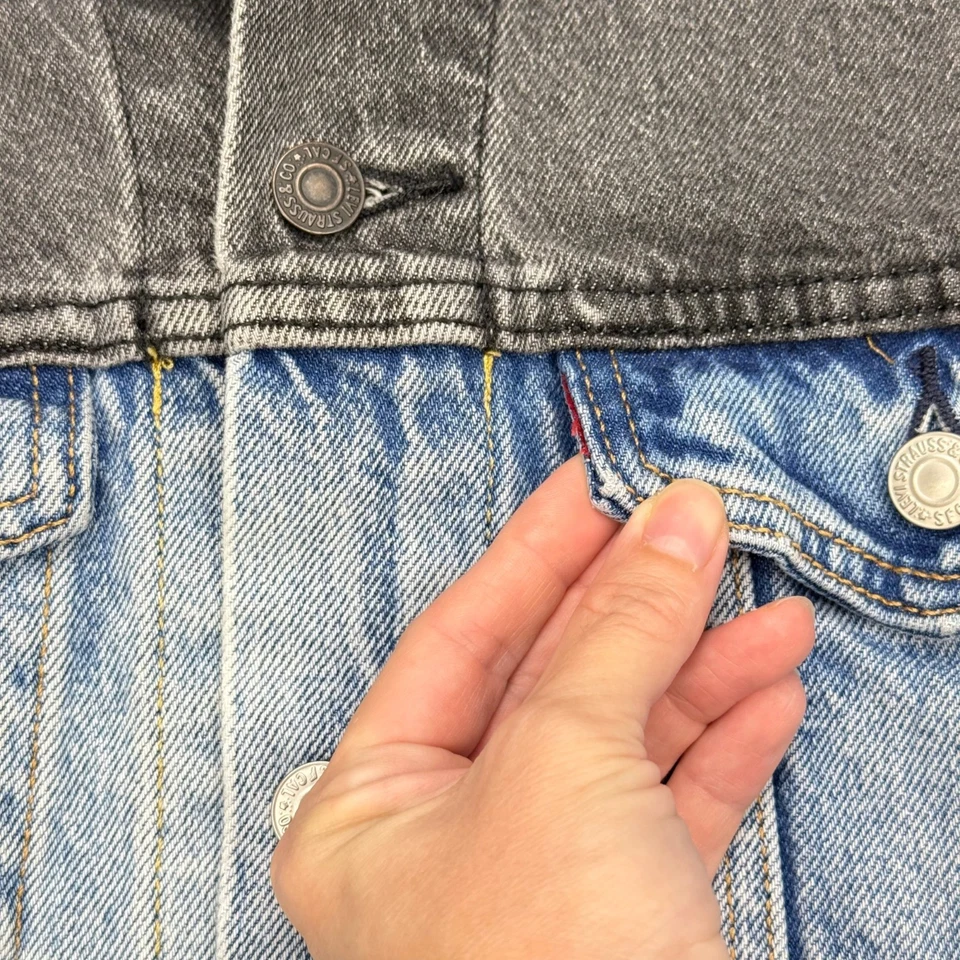 Chaqueta de Camionero Levi’s Premium Denim Para Hombre Talla M Gris/Azul Colorblock Foto 3 de 4