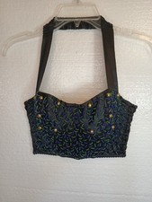 Vintage Victoria Secret Beaded Bra Underwire Corset Gold Label Bustier Size P ES