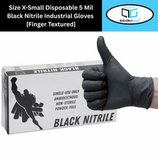 2000 Black Nitrile Powder-Free Disposable Gloves X-Small 5 MIL Finger Textured